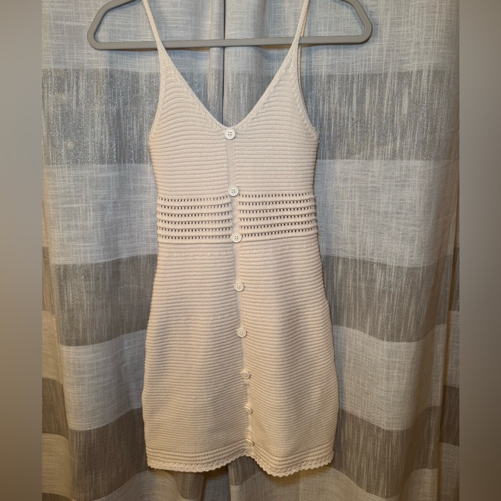 Women’s Cream Knit Button-Front Dress